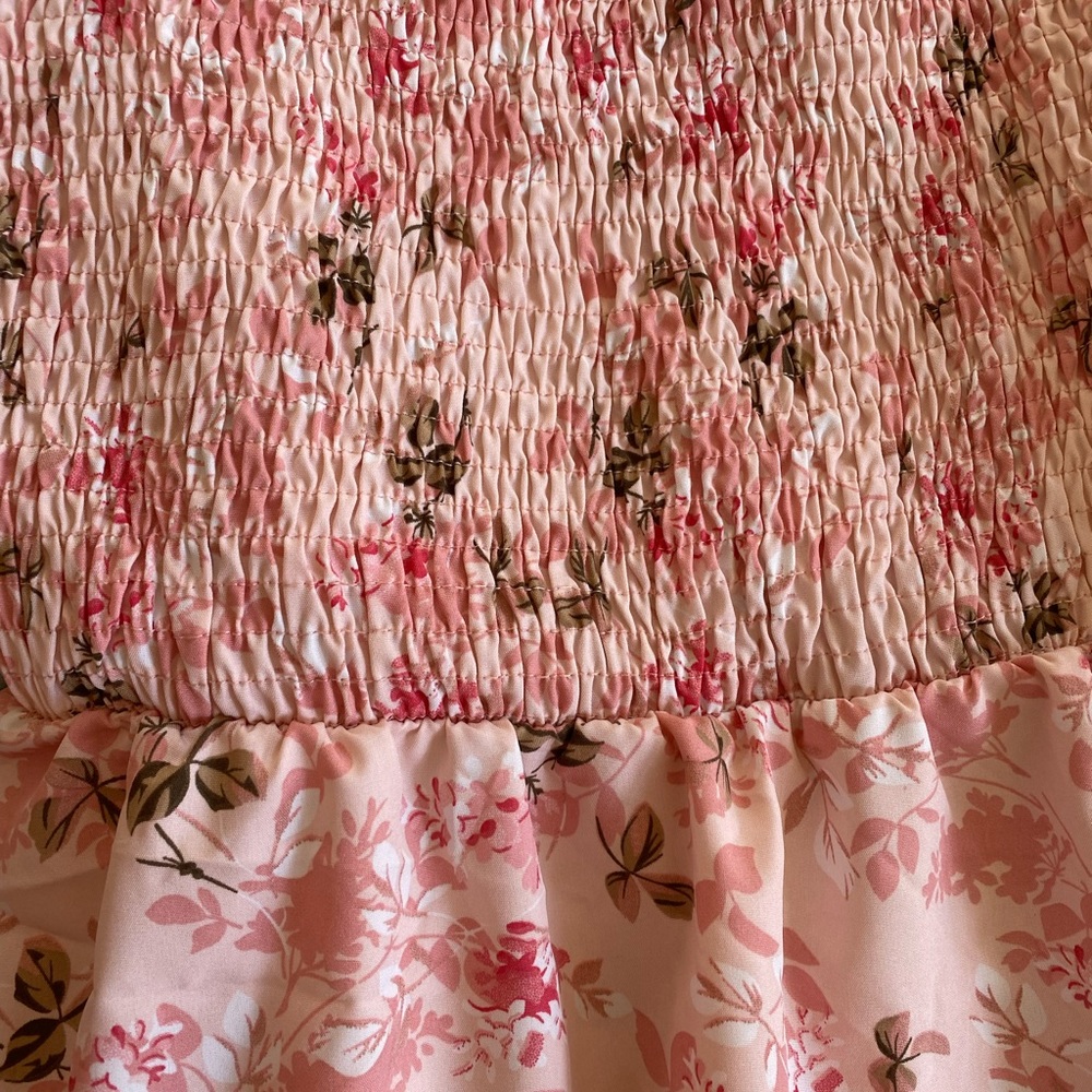 Pink Floral Shirred Dress - Picture 4 of 4